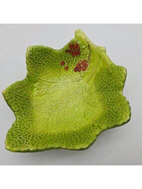 Green Leaf Shaped Ceramic Bowl By Gates Ware 6.5" Wide